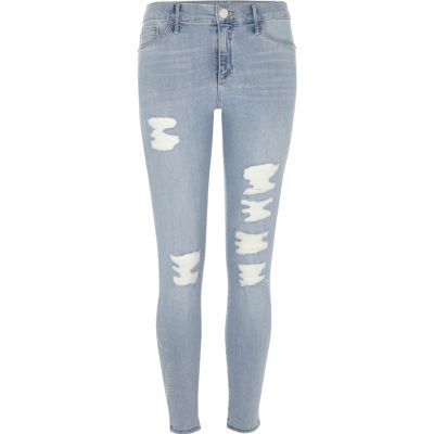 Light blue embroidered going out jeggings